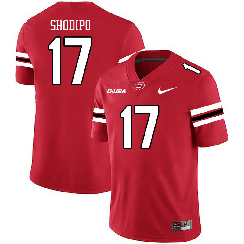 Western Kentucky Hilltoppers #17 Josh Shodipo College Football Jerseys Stitched Sale-Red